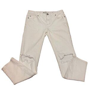 Free People White Distressed Washed Ripped Jeans Womens Size W28